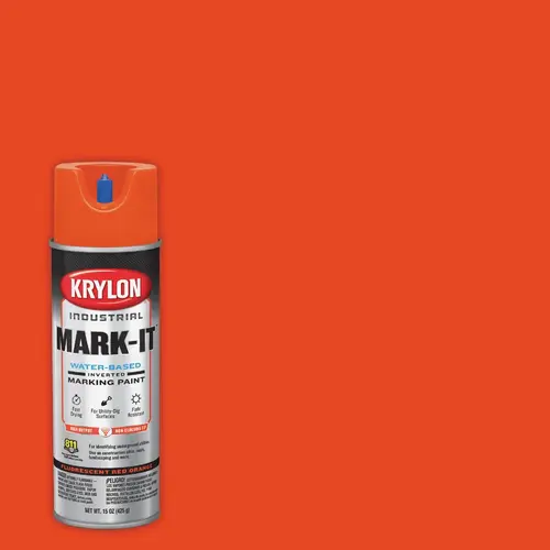 Mark-It 732108 Industrial WB Fluorescent Red Orange Inverted Marking Paint Mark-It 732108 Industrial WB Fluorescent Red Orange Inverted Marking Paint