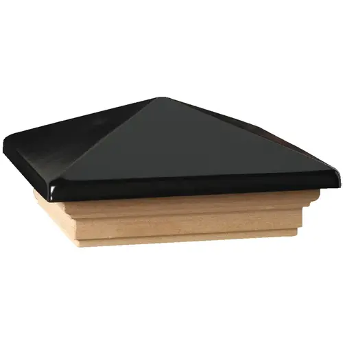 6 In. x 6 In. Plastic Top, Pressure Treated Pine Base Press-On Post Cap Black