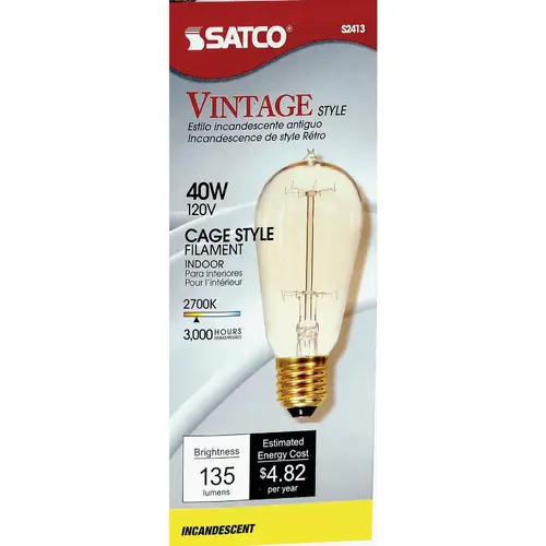 40W Clear Medium ST19 Incandescent Vintage Light Bulb - pack of 6 40W Clear Medium ST19 Incandescent Vintage Light Bulb - pack of 6