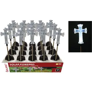 Solaris SOT162BB-XCP20 Acrylic Cross 34 In. H. Solar Stake Light Lawn Ornament - pack of 20