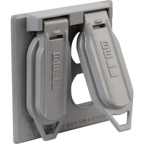 2-Gang Vertical Mount Die-Cast Metal Gray Weatherproof Outdoor Outlet Cover