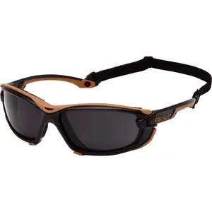 CARHARTT CHB1020DTMP Toccoa Black & Tan Frame Safety Glasses with Gray H2MAX Anti-Fog Lenses