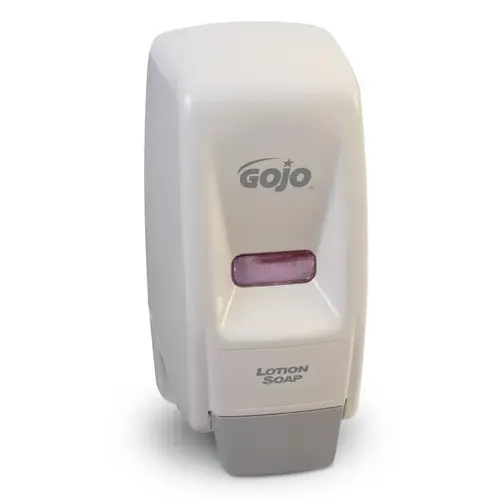 Gojo Soap Dispenser Liquid 800 mL 5.68X5X11.13 IN White Gray Push Style Surface Mount Bag-in-Box For Accent 800 Gojo Soap Dispenser Liquid 800 mL 5.68X5X11.13 IN White Gray Push Style Surface Mount Bag-in-Box For Accent 800