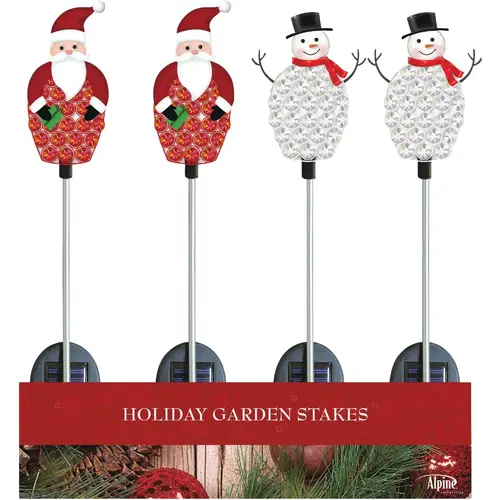 37 In. LED Solar Crystal Snowman/Santa Holiday Garden Stake - pack of 20 37 In. LED Solar Crystal Snowman/Santa Holiday Garden Stake - pack of 20