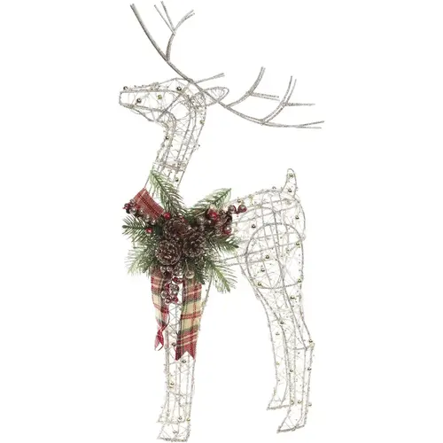 36 In. Warm White LED Gold Wire Standing Christmas Reindeer Lighted Decoration