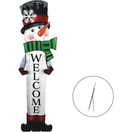 2 In. W. x 47 In. H. x 11 In. L. Tall Snowman Christmas Porch Greeter Sign with Easel - pack of 4 2 In. W. x 47 In. H. x 11 In. L. Tall Snowman Christmas Porch Greeter Sign with Easel - pack of 4