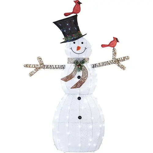 74 In. Cool White LED Mesh Cloth Snowman Lighted Decoration