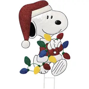 Peanuts 49303 18 In. Metal Santa Snoopy