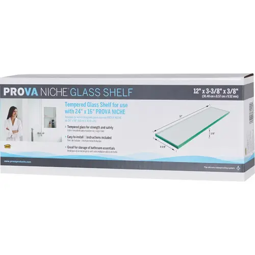 Building Products PROVA NICHE 3-3/8 In. x 12 In. Glass Shelf