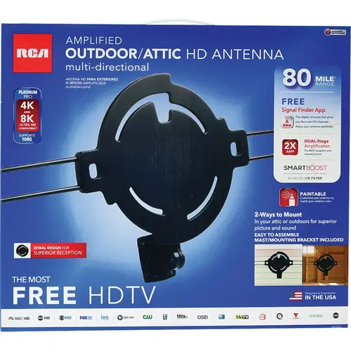Amplified Black Outdoor/Attic HD Multi-Directional Antenna Amplified Black Outdoor/Attic HD Multi-Directional Antenna