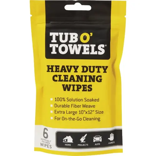 Heavy Duty Cleaning Wipes - Singles Pouch (6-Count)