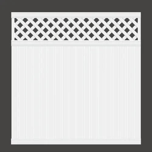 6 Ft. H. x 6 Ft. L. Lattice Top White Vinyl Privacy Fence