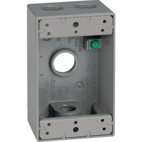 Single Gang 1/2 In. 4-Hole Gray Weatherproof Junction Box Single Gang 1/2 In. 4-Hole Gray Weatherproof Junction Box