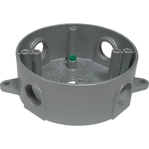4 In. Dia. 1/2 In. 5-Outlet Gray Weatherproof Round Box 4 In. Dia. 1/2 In. 5-Outlet Gray Weatherproof Round Box