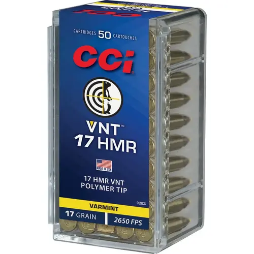 17 HMR 17 Grain Varmint Tipped Rimfire Ammunition Cartridges