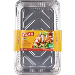 GLAD BBP21178 Full Size Deep Steam Table Pan (2-Count) Silver