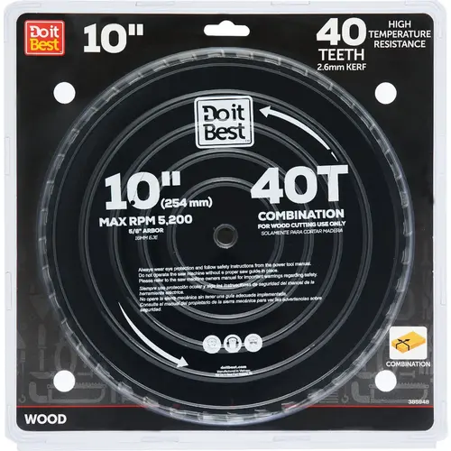 10 In. 40-Tooth Combination Circular Saw Blade 10 In. 40-Tooth Combination Circular Saw Blade