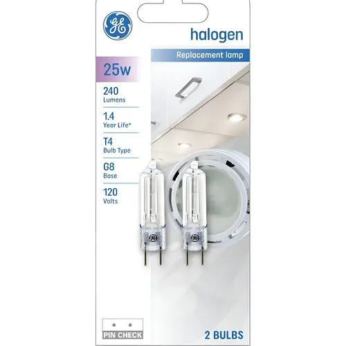 Halogen Bulb 25 W T4 Specialty 240 lm Daylight Clear Pair Halogen Bulb 25 W T4 Specialty 240 lm Daylight Clear Pair