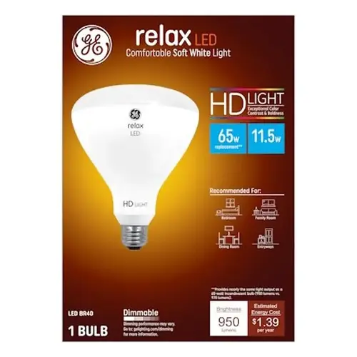 LED Bulb Relax BR40 E26 (Medium) Soft White 65 W Frosted LED Bulb Relax BR40 E26 (Medium) Soft White 65 W Frosted