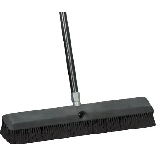 18 In. W. x 60 In. L. Metal Handle Black-Fibre Border Push Broom 18 In. W. x 60 In. L. Metal Handle Black-Fibre Border Push Broom