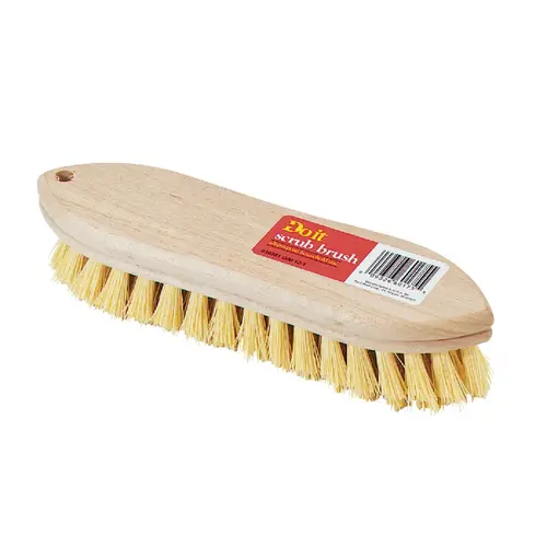 9 In. Crimped White Polypropylene Bristle Hardwood Scrub Brush 9 In. Crimped White Polypropylene Bristle Hardwood Scrub Brush