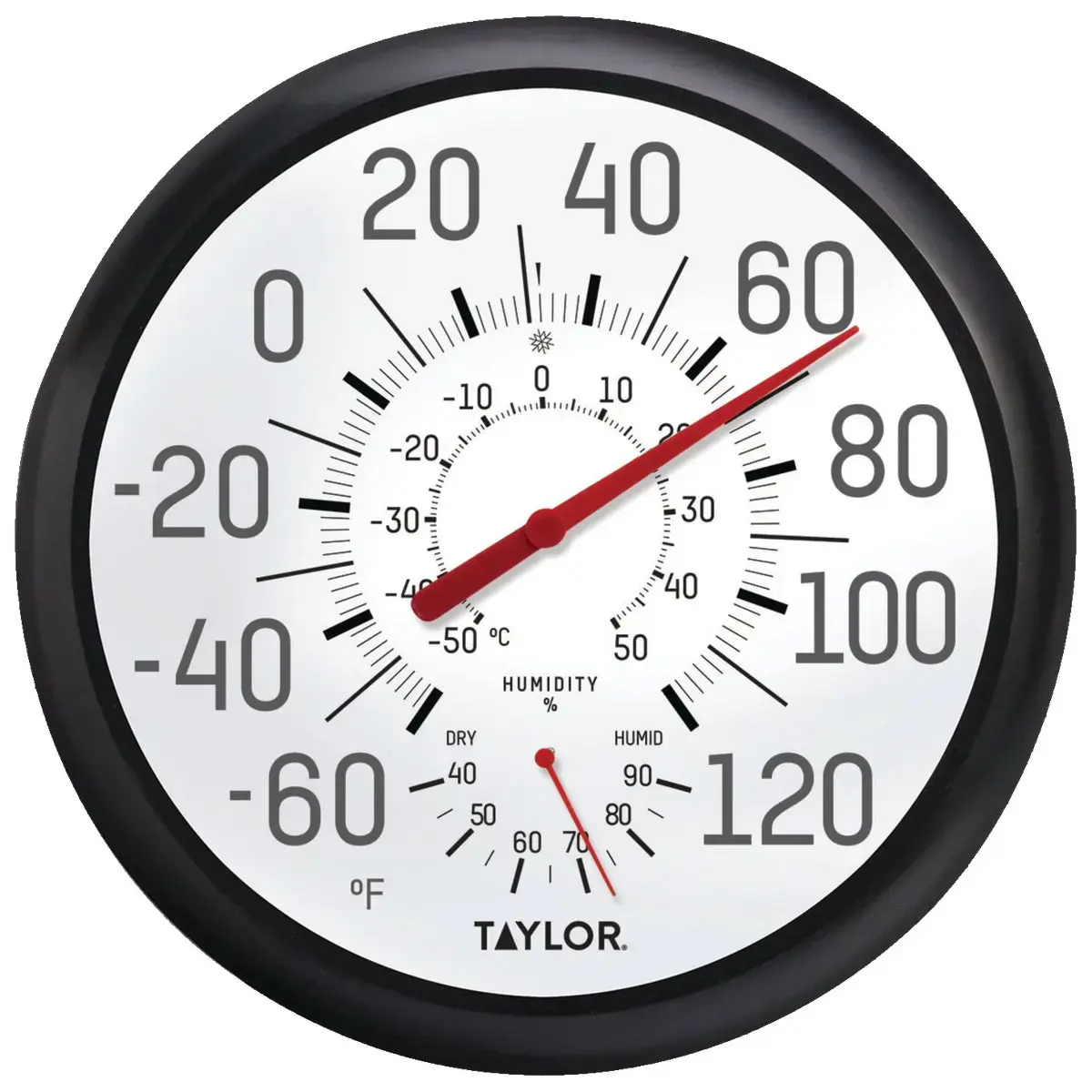 TAYLOR Fahrenheit & Celsius Analog -60 To 120 F -50 to 50 C Hygrometer & Thermometer 6712N