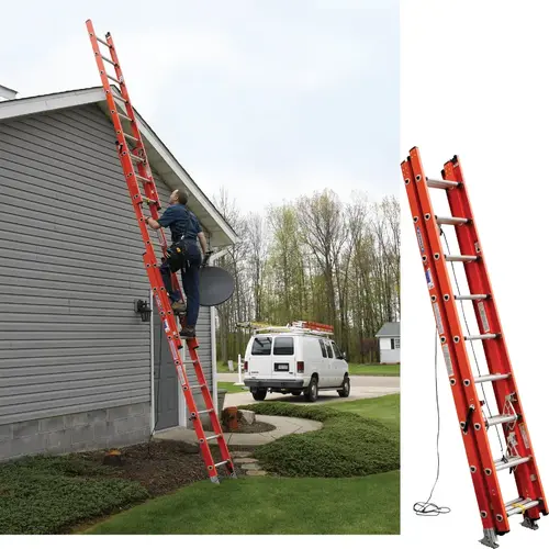 24 Ft. Compact Fiberglass Extension Ladder with 300 Lb. Load Capacity Type IA Duty Rating 24 Ft. Compact Fiberglass Extension Ladder with 300 Lb. Load Capacity Type IA Duty Rating