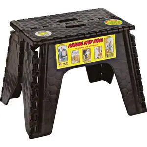 B&R Plastics 103-6BK E-Z Foldz 12 In. 1-Step Folding Step Stool Black