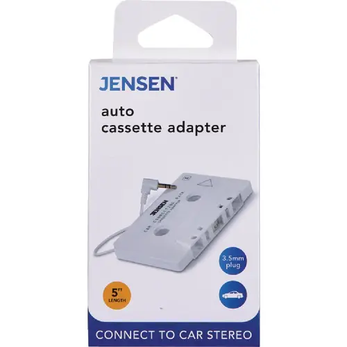 2 Ft. Cord 3.5mm Plug White Auto Cassette Adapter 2 Ft. Cord 3.5mm Plug White Auto Cassette Adapter