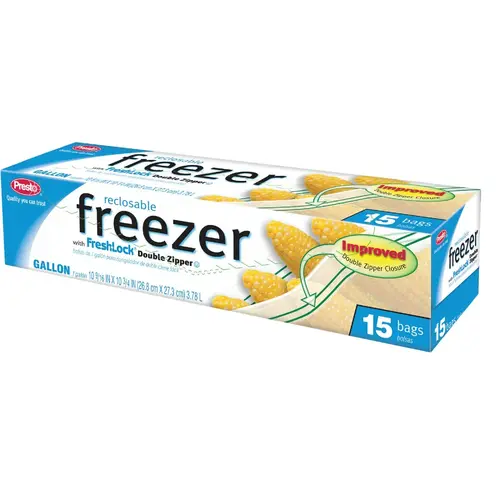 1 Gal. Reclosable Double Zipper Freezer Bag (15 Count)