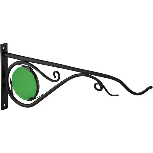 15 In. Black w/Green Stained Glass Forged Metal Decorative Hanging Plant Bracket 15 In. Black w/Green Stained Glass Forged Metal Decorative Hanging Plant Bracket