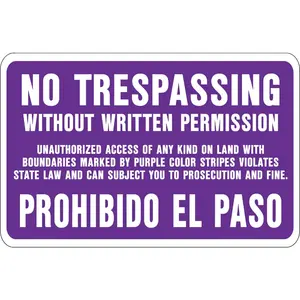 MIDWEST FASTENER SS-50 Hy-Ko Aluminum Sign, No Trespassing