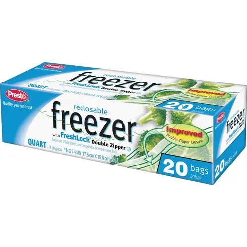 1 Qt. Reclosable Double Zipper Freezer Bag (20 Count)