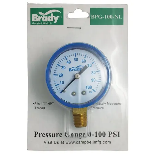 1/4 In. x 2 In. 0 to 100 psi Pressure Gauge