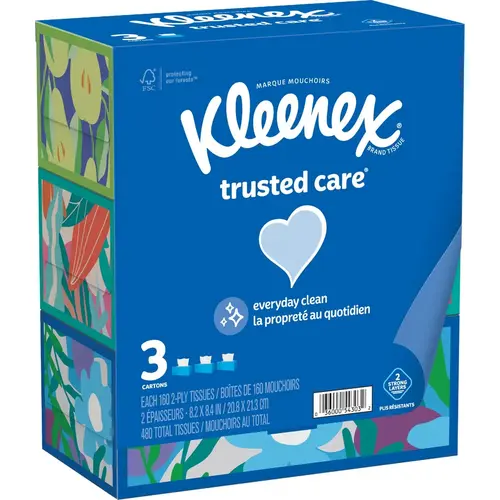Trusted Care 160 Count 2-Ply White Facial Tissue - pack of 3