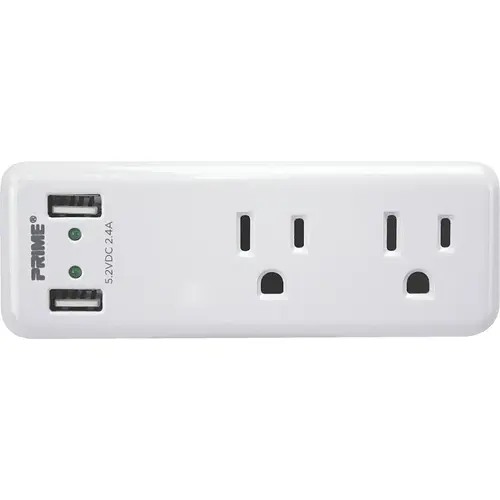 Wire & Cable 2 Power & 2 USB White Space Saving USB Wall Charger Wire & Cable 2 Power & 2 USB White Space Saving USB Wall Charger