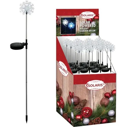 33 In. LED Solar Snowflake Holiday Garden Stake