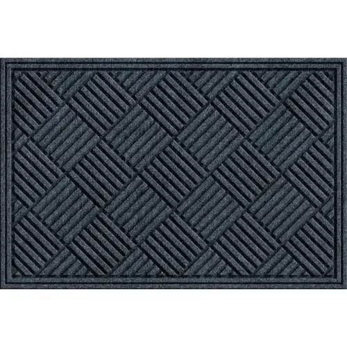 Apache Textures Smoke 24 In. x 36 In. Carpet/Recycled Rubber Door Mat
