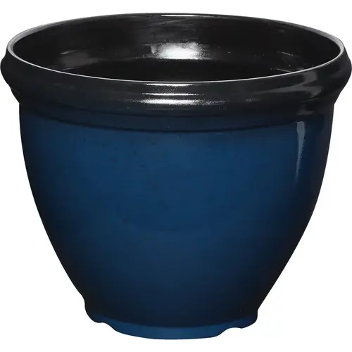 Heritage 15 In. Dia. x 12 In. H. Monaco Blue Resin Planter Heritage 15 In. Dia. x 12 In. H. Monaco Blue Resin Planter