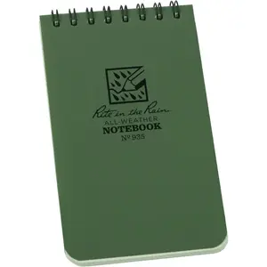 RITE IN THE RAIN 935 All-Weather 3 In. W x 5 In. H 50-Sheet Top-Spiral Bound Notebook, Green