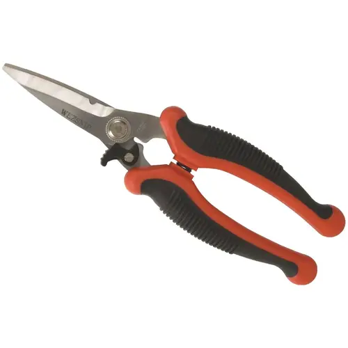 Multi-Purpose Snips: 8-1/2" OAL, 2-1/2" LOC, Stainless Steel Blades