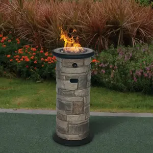 BOND MANUFACTURING 51836 Wellsville 13 In. W. x 28.35 In. H. x 13 In. L. Cylinder Gas Fire Column