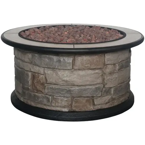 Wellsville 36 In. Round Steel Gas Smokeless Fire Pit Stone Wellsville 36 In. Round Steel Gas Smokeless Fire Pit Stone