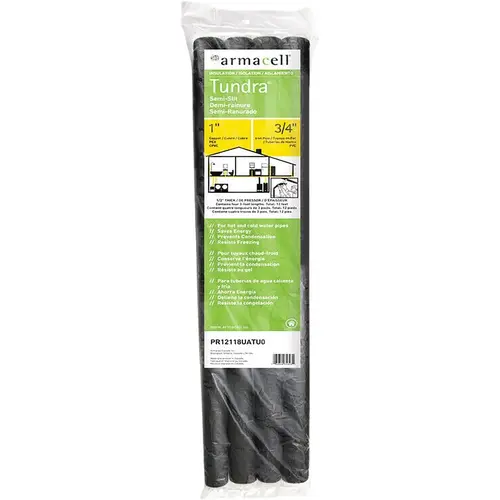 1/2 In. Wall Semi-Slit Polyethylene Pipe Insulation Wrap, 1/2 In. x 3 Ft. Charcoal - pack of 4