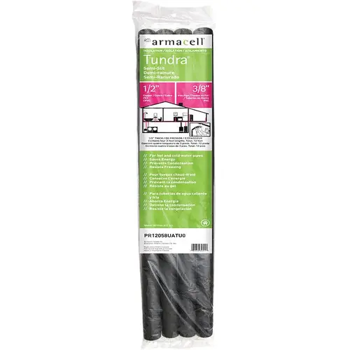 1/2 In. Wall Semi-Slit Polyethylene Pipe Insulation Wrap, 1/2 In. x 3 Ft. Charcoal - pack of 4