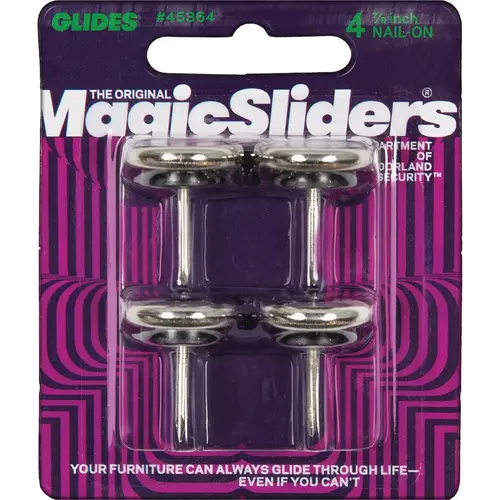 7/8 In. Round Nail-On Furniture Glide Silver - pack of 4 7/8 In. Round Nail-On Furniture Glide Silver - pack of 4