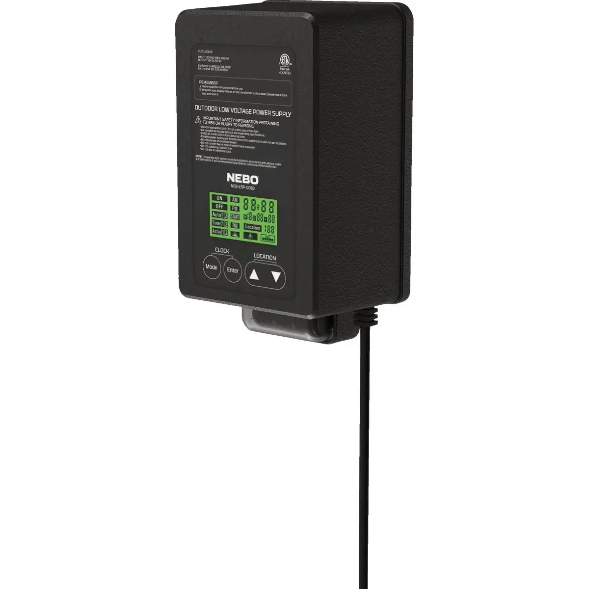 Nebo 60W 4-Mode Low Voltage Landscape Lighting Hub/Transformer with Photocell Sensor Black NEB-LSP-0018 Nebo 60W 4-Mode Low Voltage Landscape Lighting Hub/Transformer with Photocell Sensor Black NEB-LSP-0018