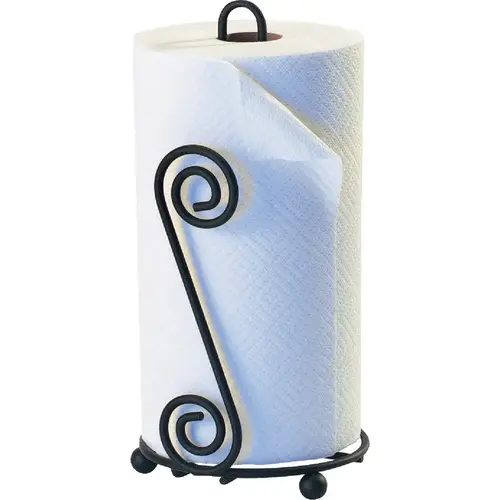 Elegant Scroll Countertop Portable Paper Towel Holder Black Elegant Scroll Countertop Portable Paper Towel Holder Black