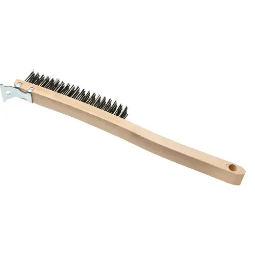 Best Look Long Wood Handle Wire Brush with Metal Scraper Best Look Long Wood Handle Wire Brush with Metal Scraper