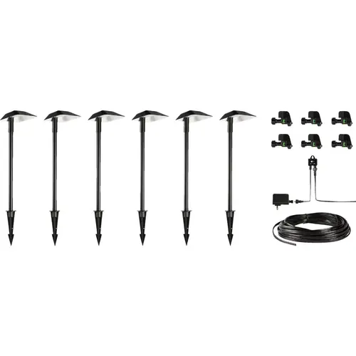 LED Espresso All-Weather Metal Sleek Style Path Light Kit (6-Piece)